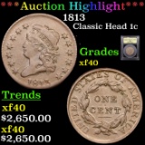 ***Auction Highlight*** 1813 Classic Head Large Cent 1c Graded xf BY USCG (fc)