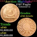 ***Auction Highlight*** 1787 Fugio Colonial Cent 1c Graded xf40 details By SEGS (fc)