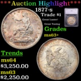 ***Auction Highlight*** 1877-s Trade Dollar $1 Graded ms63+ By SEGS (fc)