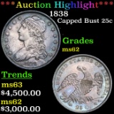 ***Auction Highlight*** 1838 Capped Bust Quarter 25c Graded ms62 By SEGS (fc)