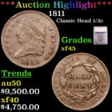 ***Auction Highlight*** 1811 Classic Head half cent 1/2c Graded xf45 By SEGS (fc)