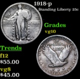 1918-p Standing Liberty Quarter 25c Grades vg+