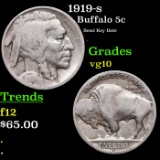 1919-s Buffalo Nickel 5c Grades vg+