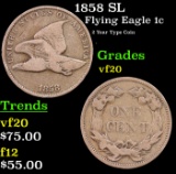 1858 SL Flying Eagle Cent 1c Grades vf, very fine