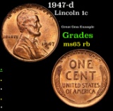 1947-d Lincoln Cent 1c Grades GEM Unc RB