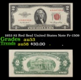 1953 $2 Red Seal United States Note Fr-1509 Grades Select AU