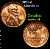 1951-d Lincoln Cent 1c Grades Choice Unc RD