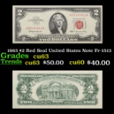 1963 $2 Red Seal United States Note Fr-1513 Grades Select CU