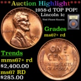 ***Auction Highlight*** 1958-d Lincoln Cent TOP POP! 1c Graded GEM++ RD BY USCG (fc)