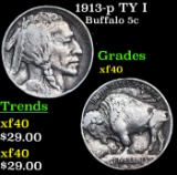 1913-p TY I Buffalo Nickel 5c Grades xf