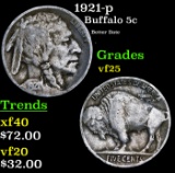 1921-p Buffalo Nickel 5c Grades vf+