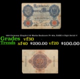 1910 Germany (Empire) 20 Marks Banknote P# 40a, RARE 6 Digit Serial #! Grades vf++