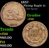 1857 Flying Eagle Cent 1c Grades vf, very fine