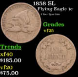 1858 SL Flying Eagle Cent 1c Grades vf+