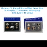 Group of 2 United States Mint Set in Original Government Packaging! From 1970-1971 with 21 Coins Ins