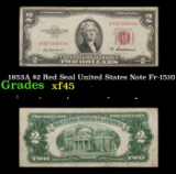 1953A $2 Red Seal United States Note Fr-1510 Grades xf+