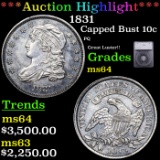 ***Auction Highlight*** 1831 Capped Bust Dime 10c Graded ms64 By SEGS (fc)