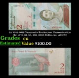 5x 2016-2018 Venezuela Banknotes, Denomination Set of 2, 10, 50, 100, 2000 Bolivares, All CU! Grades