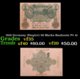 1910 Germany (Empire) 50 Marks Banknote P# 41 Grades vf++