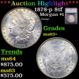 ***Auction Highlight*** 1878-p 8tf Morgan Dollar $1 Graded ms63+ By SEGS (fc)