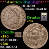 ***Auction Highlight*** 1810/09 Classic Head Large Cent 1c Graded vf++ BY USCG (fc)