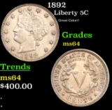 1892 Liberty Nickel 5c Grades Choice Unc