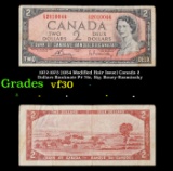 1972-1973 (1954 Modified Hair Issue) Canada 2 Dollars Banknote P# 76c, Sig. Bouey-Rasminsky Grades v