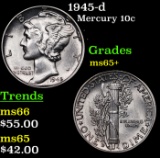 1945-d Mercury Dime 10c Grades GEM+ Unc