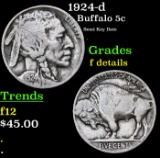1924-d Buffalo Nickel 5c Grades f details