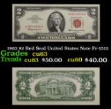 1963 $2 Red Seal United States Note Fr-1513 Grades Select CU