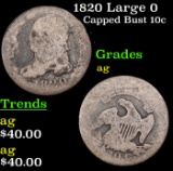 1820 Large 0 Capped Bust Dime 10c Grades ag