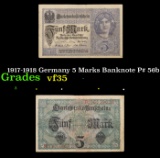 1917-1918 Germany 5 Marks Banknote P# 56b Grades vf++