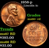 1958-p Lincoln Cent 1c Grades GEM++ RD