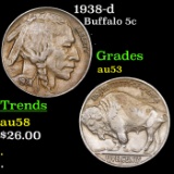 1938-d Buffalo Nickel 5c Grades Select AU