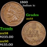 1860 Indian Cent 1c Grades Select AU