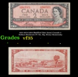 1972-1973 (1954 Modified Hair Issue) Canada 2 Dollars Banknote P# 76c, Sig. Bouey-Rasminsky Grades v