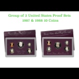 Group of 2 United States Mint Proof Sets 1987-1988 10 coins