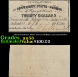 1861 Confederate States Twenty Dollars Loan Interest Note Grades Choice AU/BU Slider