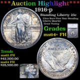 ***Auction Highlight*** 1916-p Standing Liberty Quarter 25c Graded ms64+ FH BY SEGS (fc)