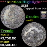 ***Auction Highlight*** 1828 Capped Bust Half Dollar 50c Graded Select Unc BY USCG (fc)