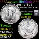 ***Auction Highlight*** 1917-p Ty I Standing Liberty Quarter 25c Graded ms65 FH By SEGS (fc)