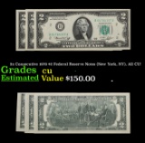 3x Consecutive 1976 $2 Federal Reserve Notes (New York, NY), All CU! Grades CU