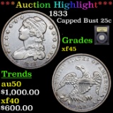 ***Auction Highlight*** 1833 Capped Bust Quarter 25c Graded xf+ BY USCG (fc)