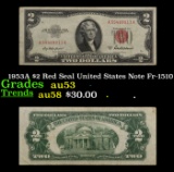 1953A $2 Red Seal United States Note Fr-1510 Grades Select AU
