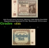 1922 Fourth Issue Germany (Weimar) 5000 Marks Post-WWI Hyperinflation Banknote P# 81a, Watermark: G/
