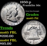 1950-p Franklin Half Dollar 50c Grades GEM FBL