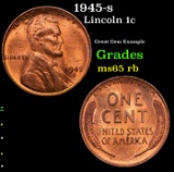 1945-s Lincoln Cent 1c Grades GEM Unc RB