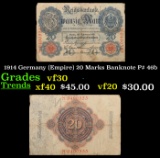 1914 Germany (Empire) 20 Marks Banknote P# 46b Grades vf++