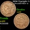 1856 Upright 5 Braided Hair Large Cent 1c Grades AU, Almost Unc