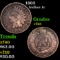 1863 Indian Cent 1c Grades vf+